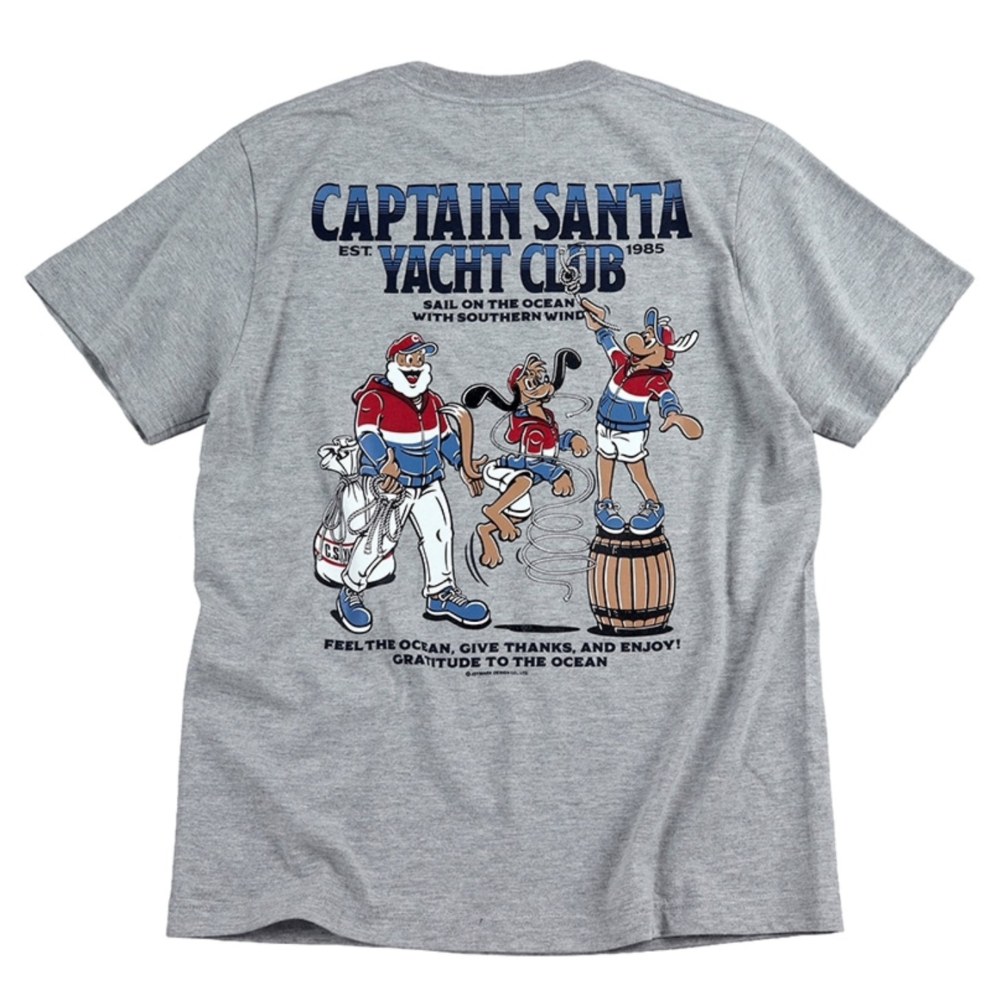 キャプテンサンタの半袖Tシャツ⛵️ 前面と背中にヨットクラブデザイン