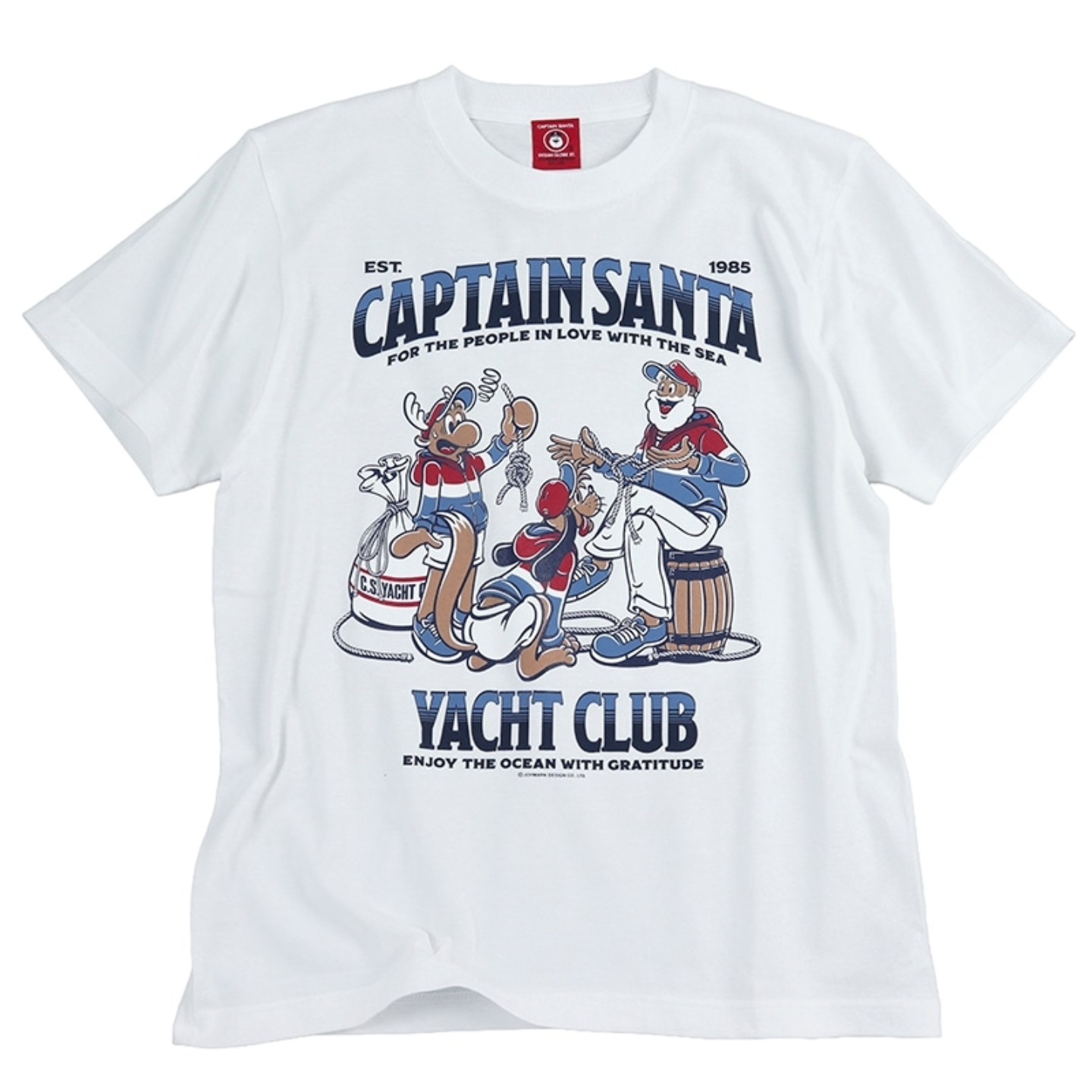 キャプテンサンタの半袖Tシャツ⛵️ 前面と背中にヨットクラブデザイン