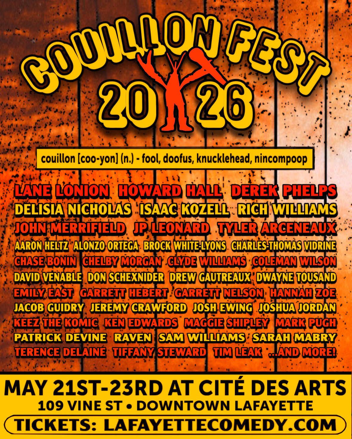Lafayette - Couillon Fest 2026 Oof Comedy and Lafayette Comedy present ...