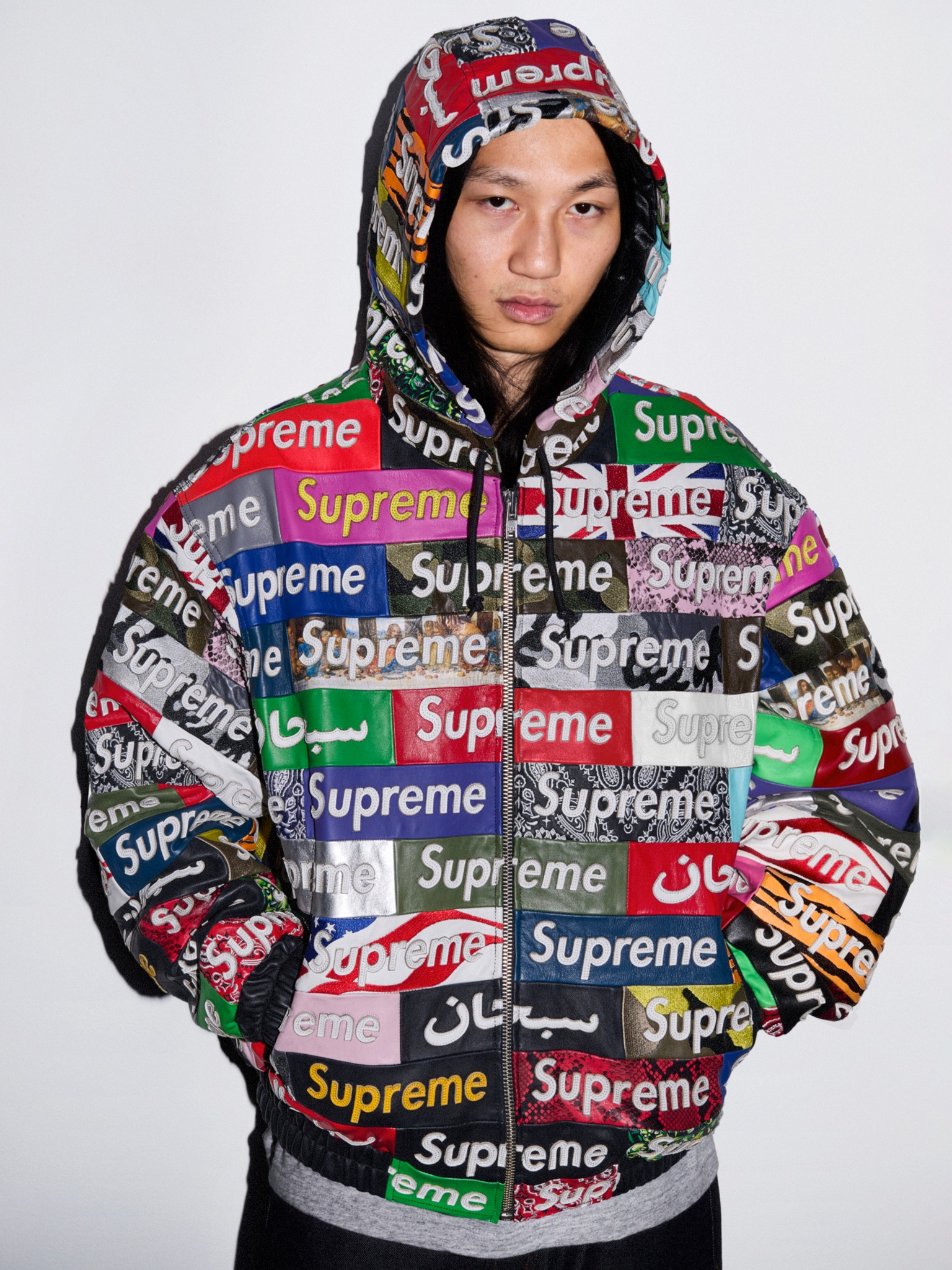 Supreme - Diamond Faux Fur Jacket World Famous Crewneck Sweatshirt
