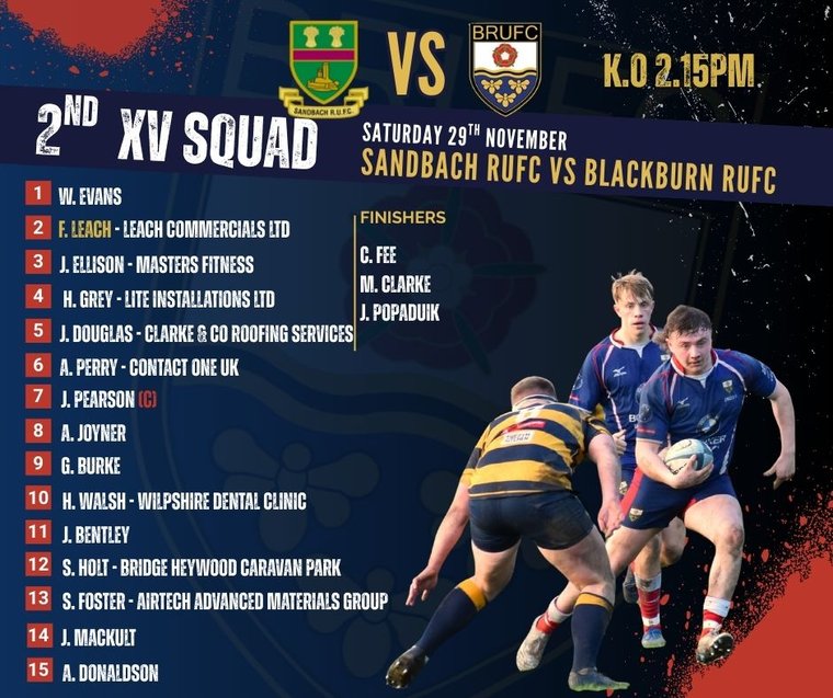 Blackburn - 2nd XV ready for battle Blackburn RUFC travel to Sandbach ...