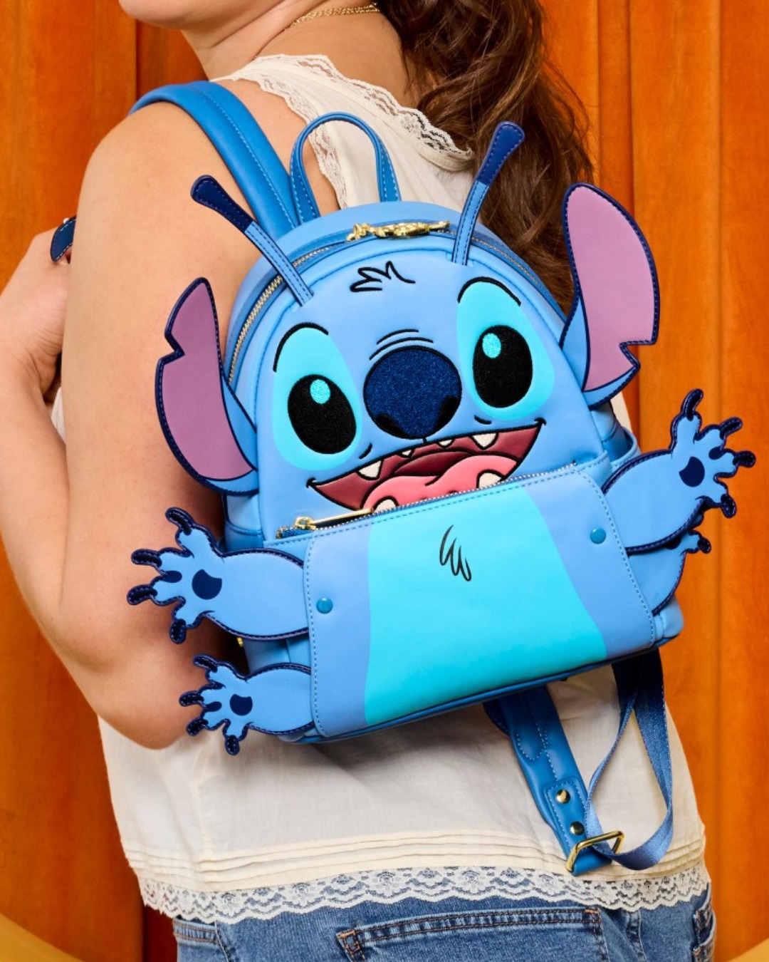 disney100 platinum stitch cosplay mini backpack Limited Edition | Officially Licensed | Vegan Leather A historical piece for any Disney collection Stitch Plush Sherpa Cosplay Mini