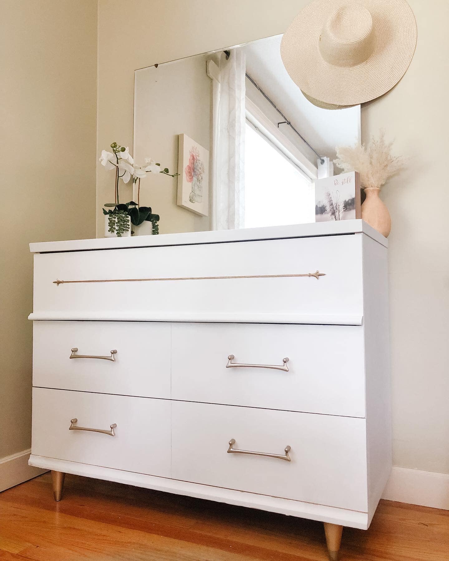 Refurbished boho MCM dresser with mirror for sale