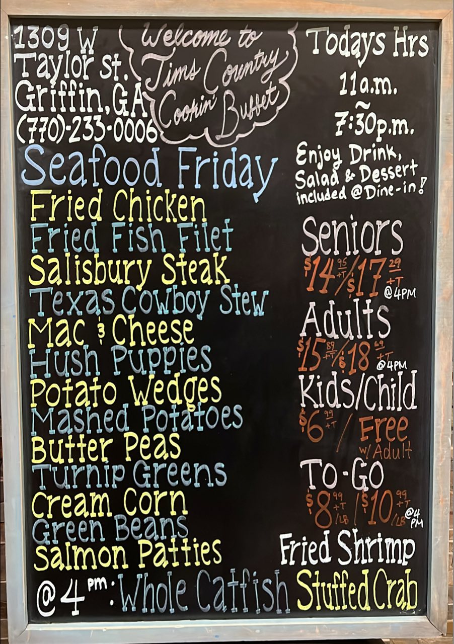 Tim's - 📣🐔YA’LL IT’s SEAFOOD FRIDAY! Check out our Menu: Fried Chicken ...