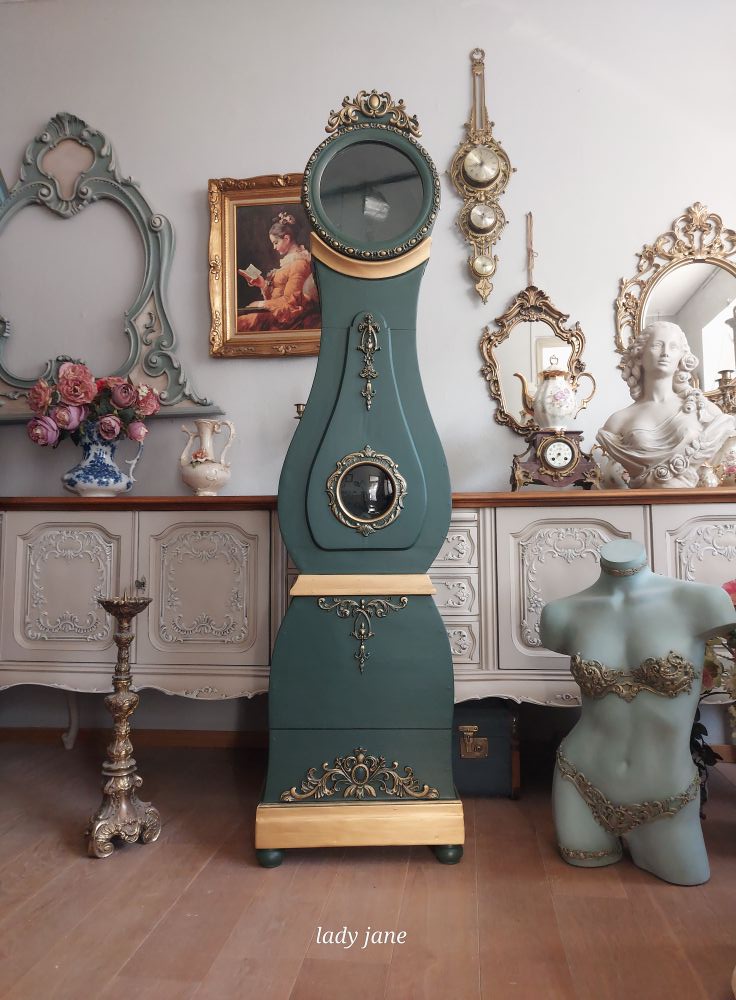 Restored Swedish Mora clock with Fusion's Lavender Haze paint