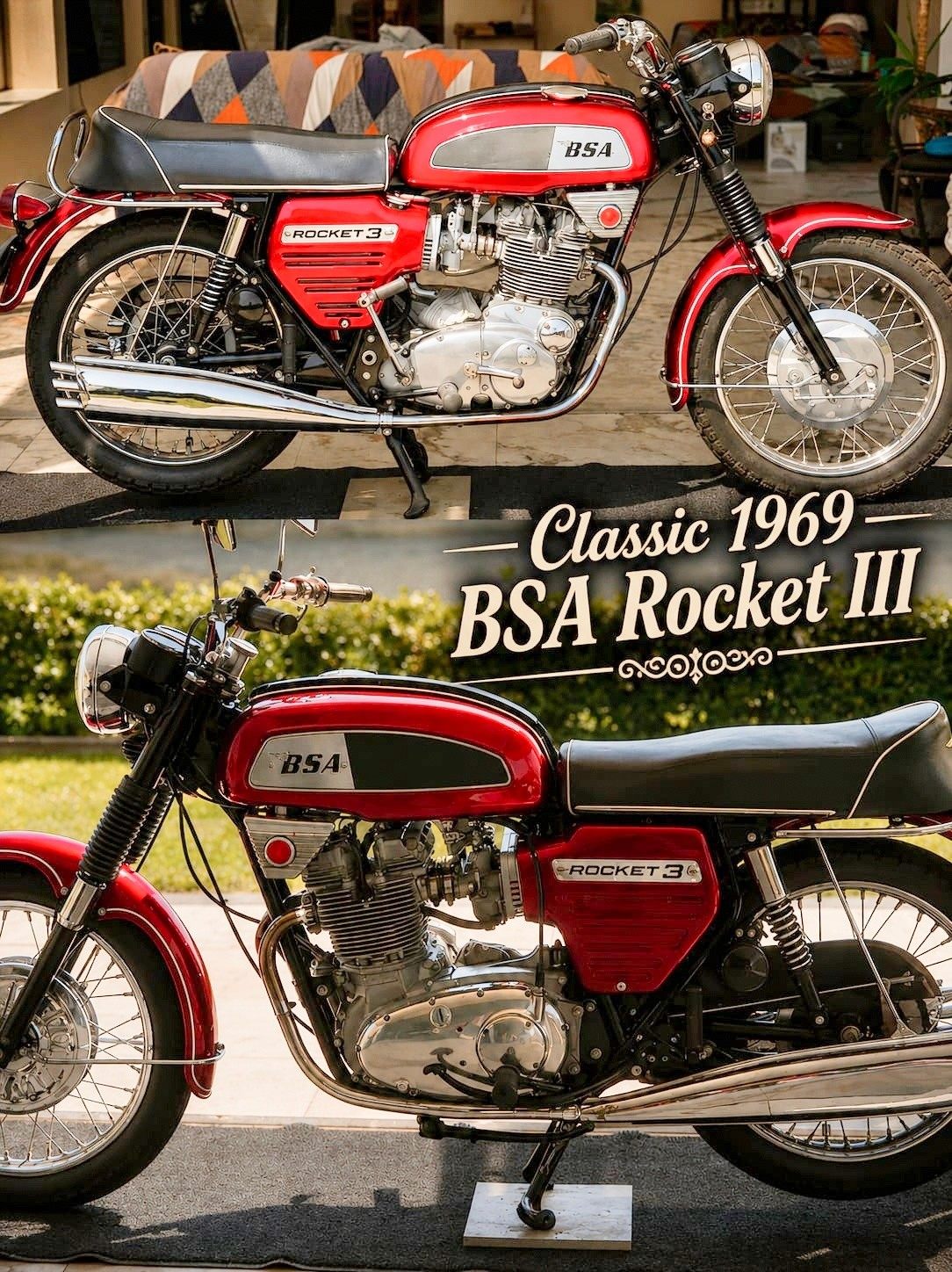 1969 Triumph Trident and BSA Rocket 3 motorcycles