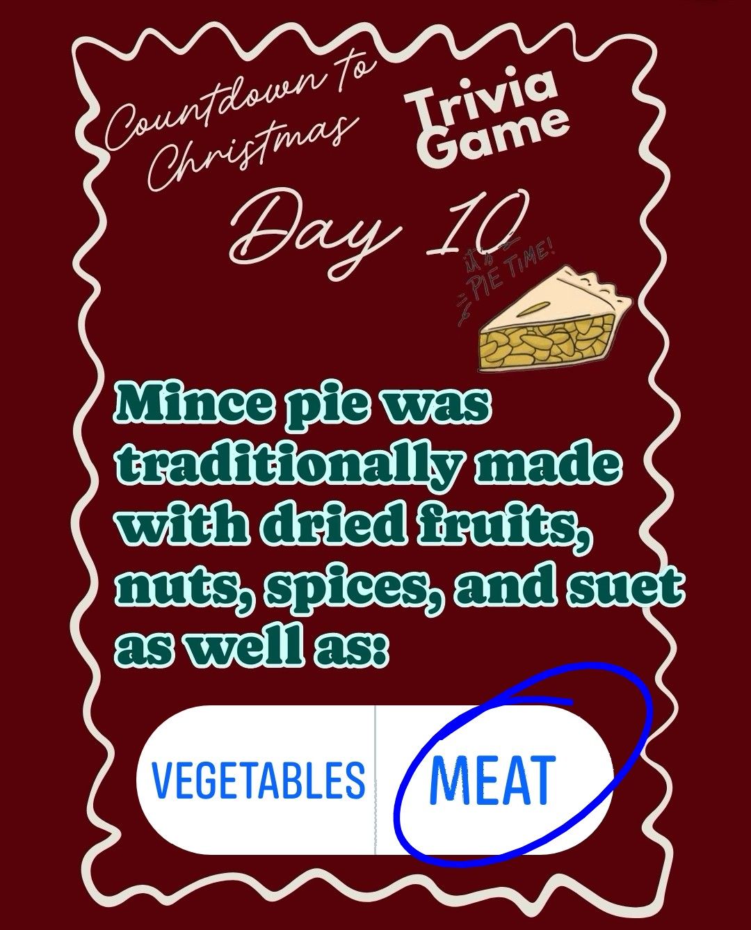 Rocking - Answer from Day 10 - Meat! The early mince 🥧 pies were known ...