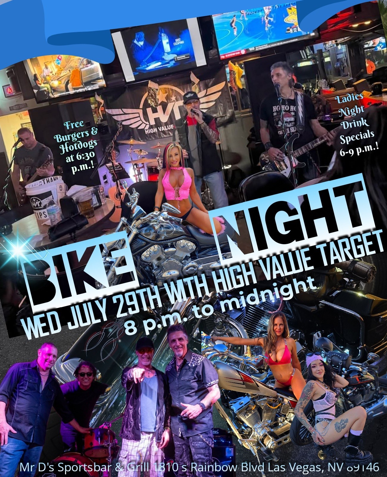 Bike night this Wednesday!!!High Value Target performs 8 p.m. to