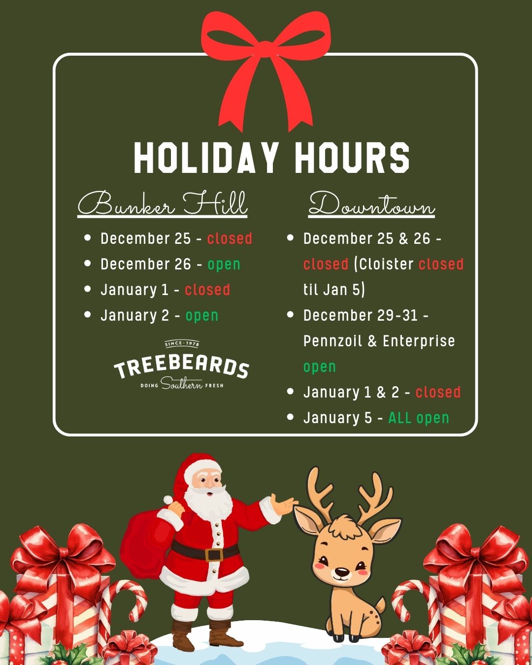 Treebeards - Here’s a quick look at our holiday hours so you can plan ...