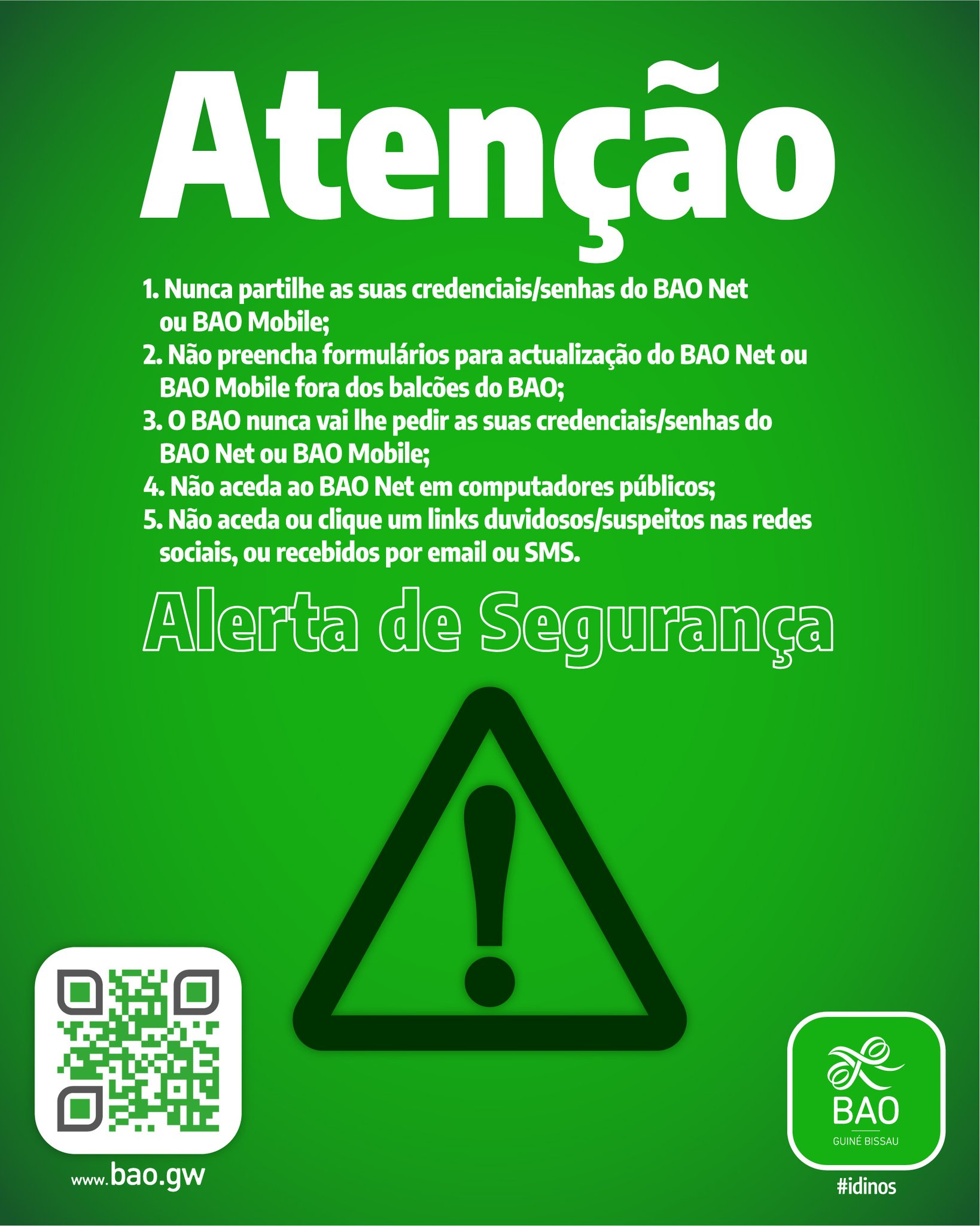 BAO - ⚠️ Atenção ⛔ Não caia em esquemas: . 1. Nunca partilhe as suas ...