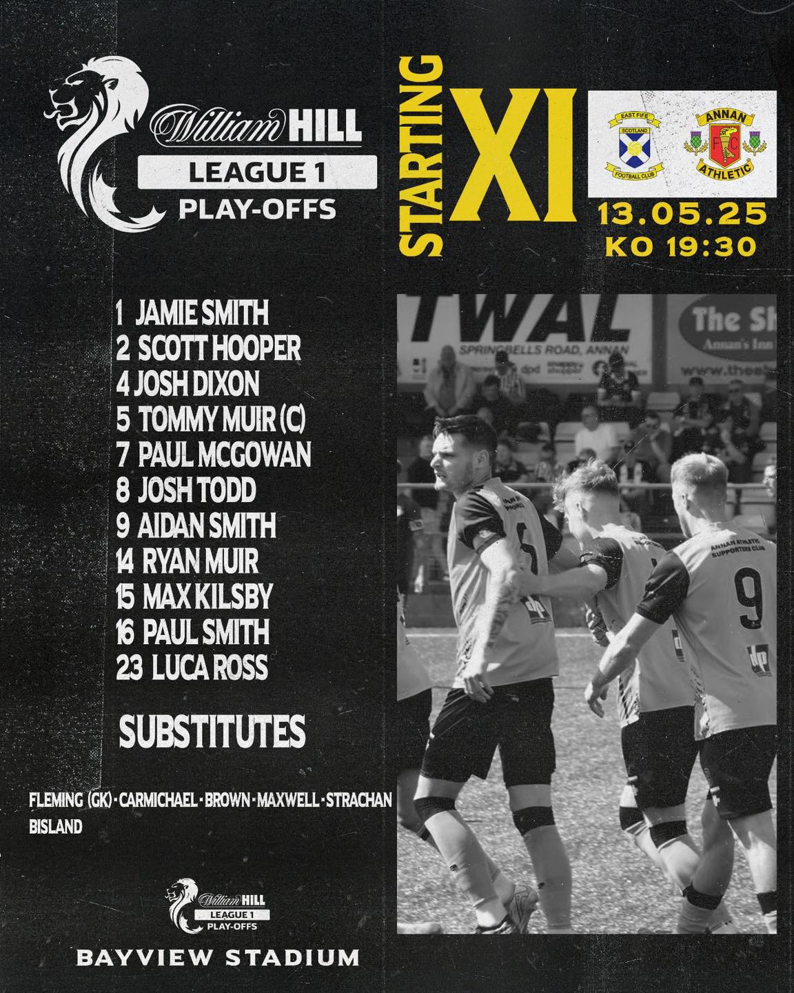 STARTING XI Your #Staggies side to take on Peterhead in our first