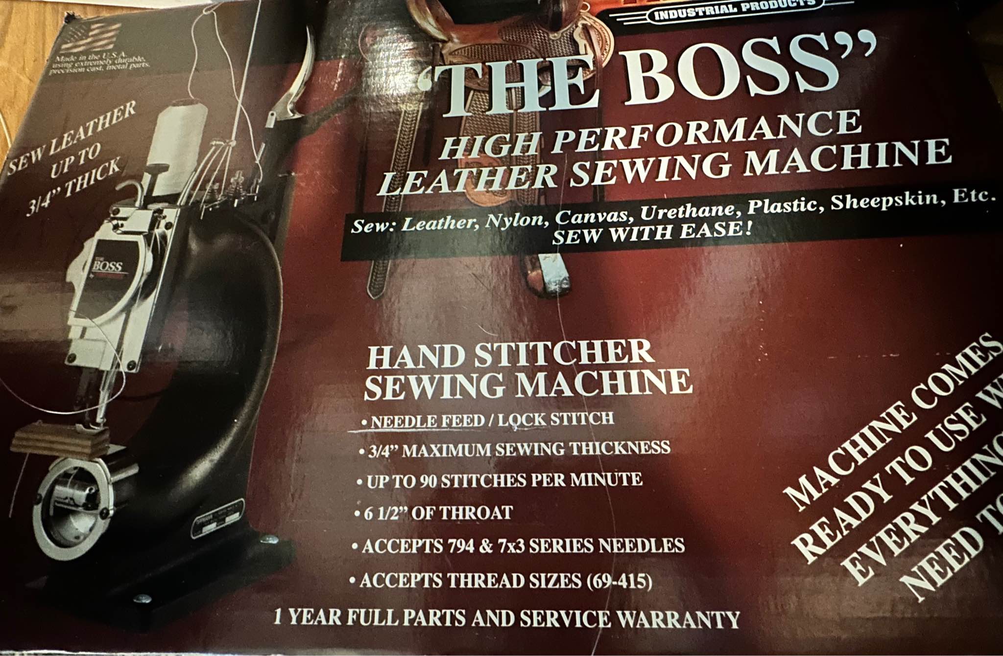 WORKING Tippmann “The Boss” High Performance Leather Sewing Machine w ...