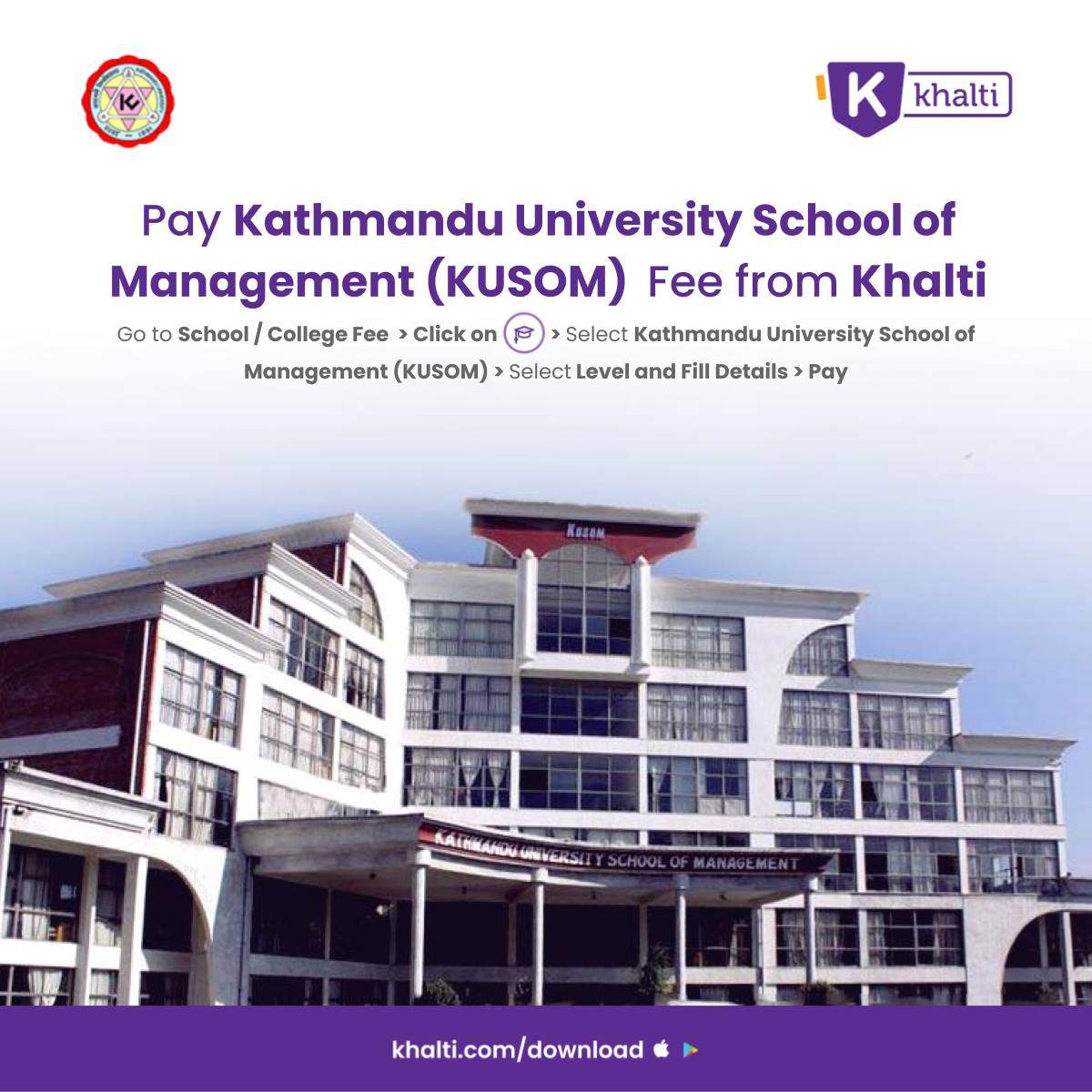 Khalti - Pay Kathmandu University School of Management (KUSOM) fee ...