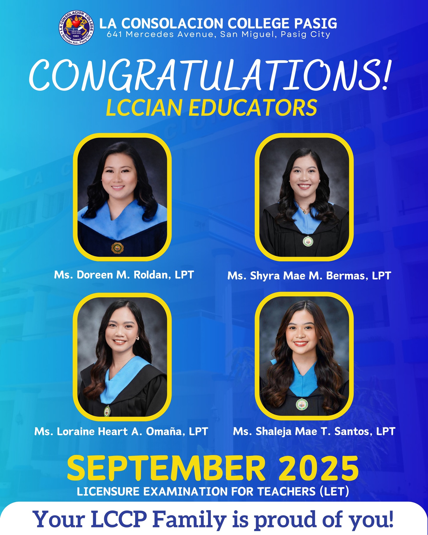 🎉 Congratulations, LCCian... - La Consolacion College Pasig | Facebook