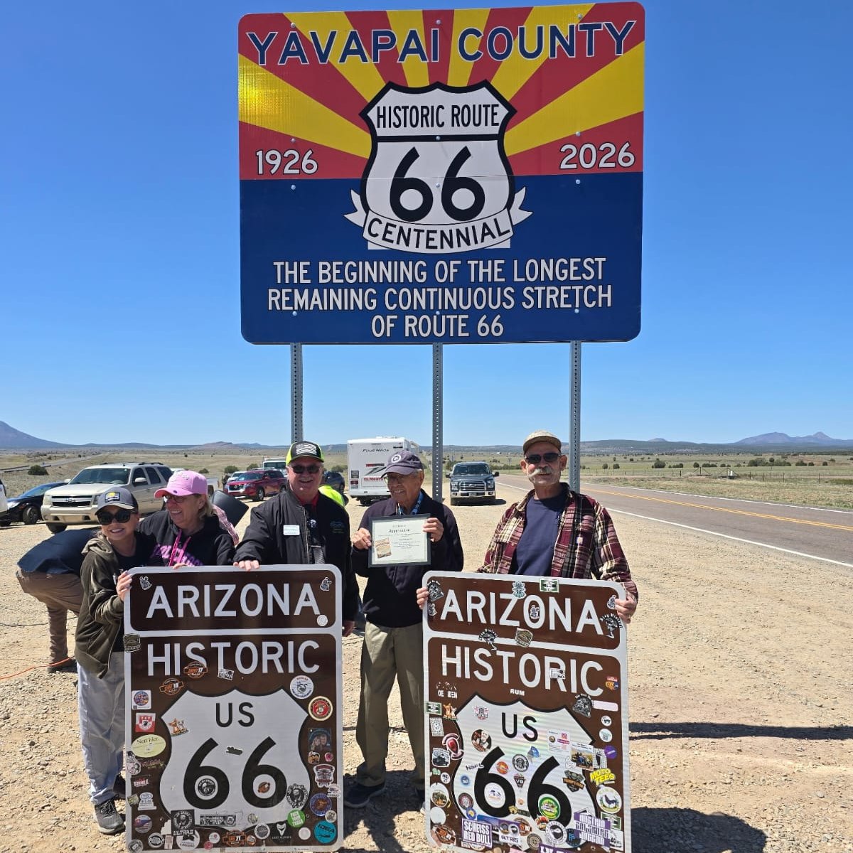 A brand new Route 66 Centennial sign has been unveiled on Crookton