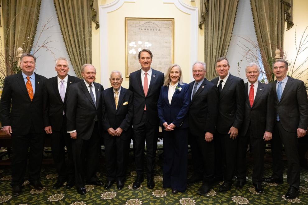Richmond - Gov. Glenn Youngkin, center left, and Gov.-Elect Abigail ...