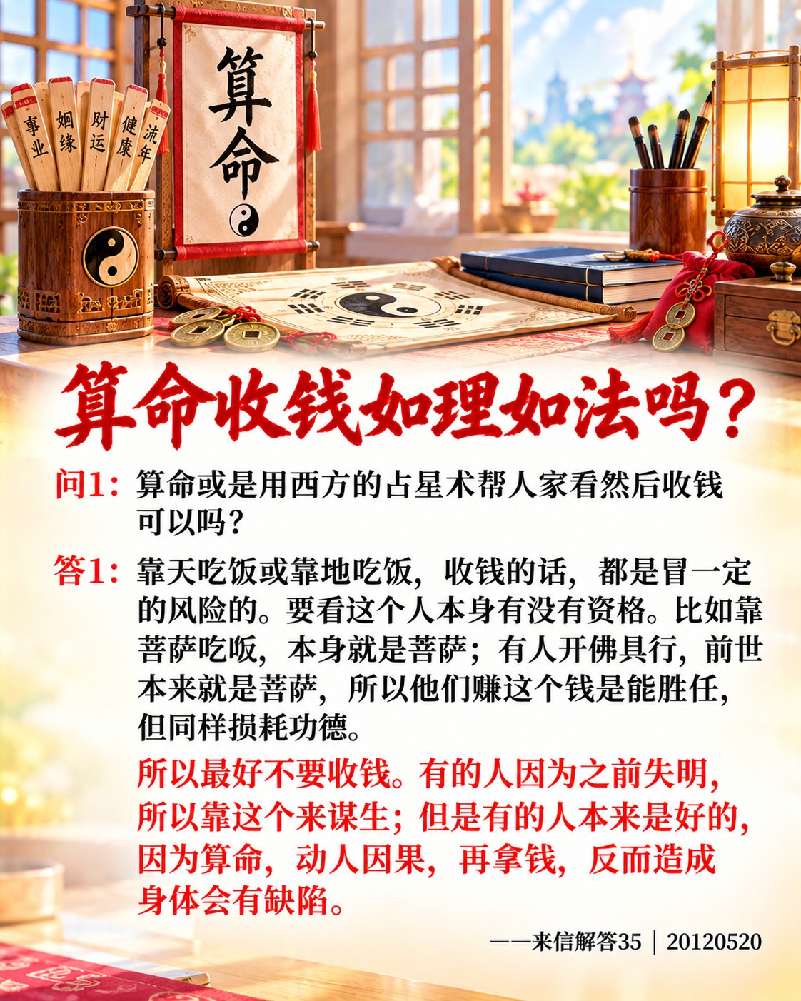算命收钱如理如法吗】 问1：算命或是用西方的占星术帮人家看然后收钱