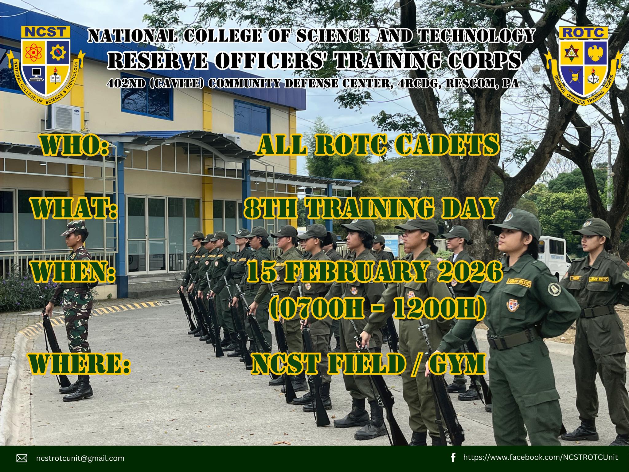 NCST ROTC Unit - 𝐀𝐍𝐍𝐎𝐔𝐍𝐂𝐄𝐌𝐄𝐍𝐓!!!📣 WHO: ALL ROTC CADETS... | Facebook