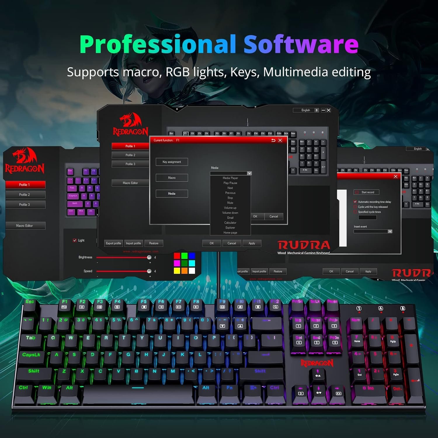 REDRAGON RUDRA Teclado Mecánico gamer con retroiluminación RGB ...