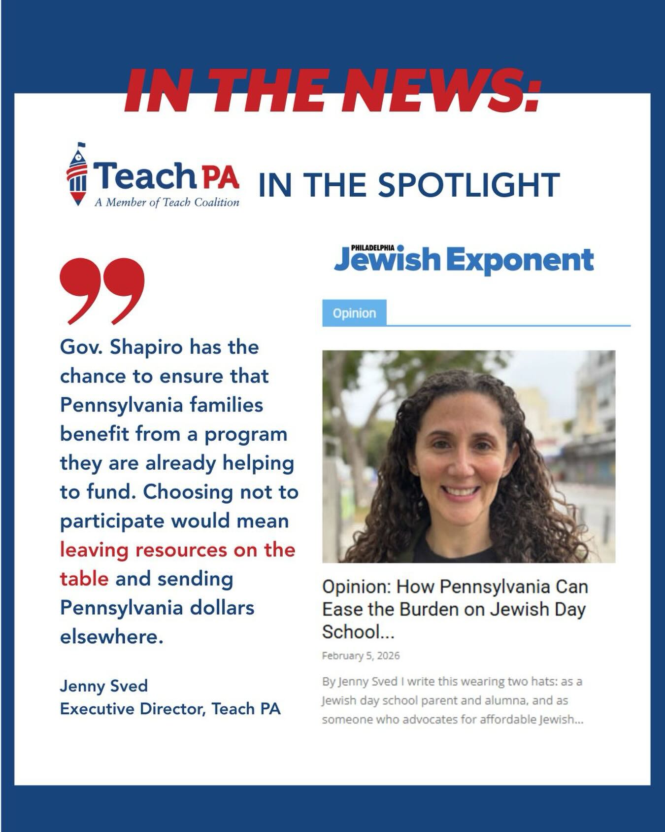 Teach - Catch our new director Jenny Sved in the Jewish Exponent this ...