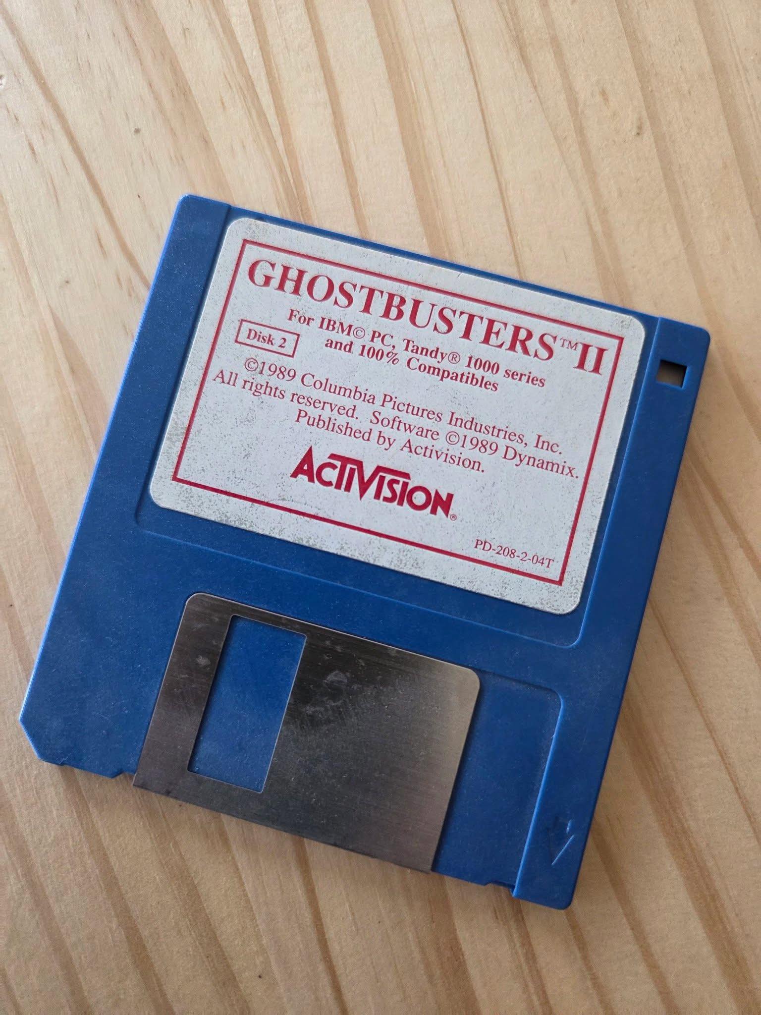 Original Ghostbusters II floppy disk from 1989