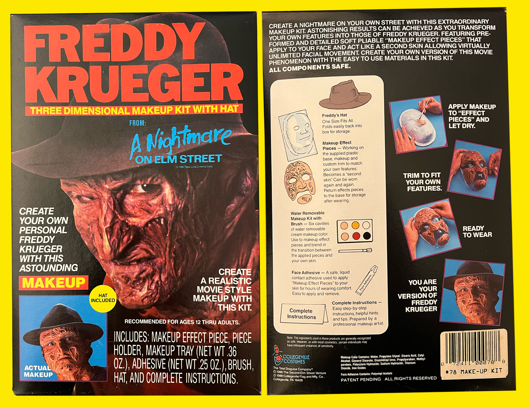 Freddy Krueger Makeup Kit, 1988