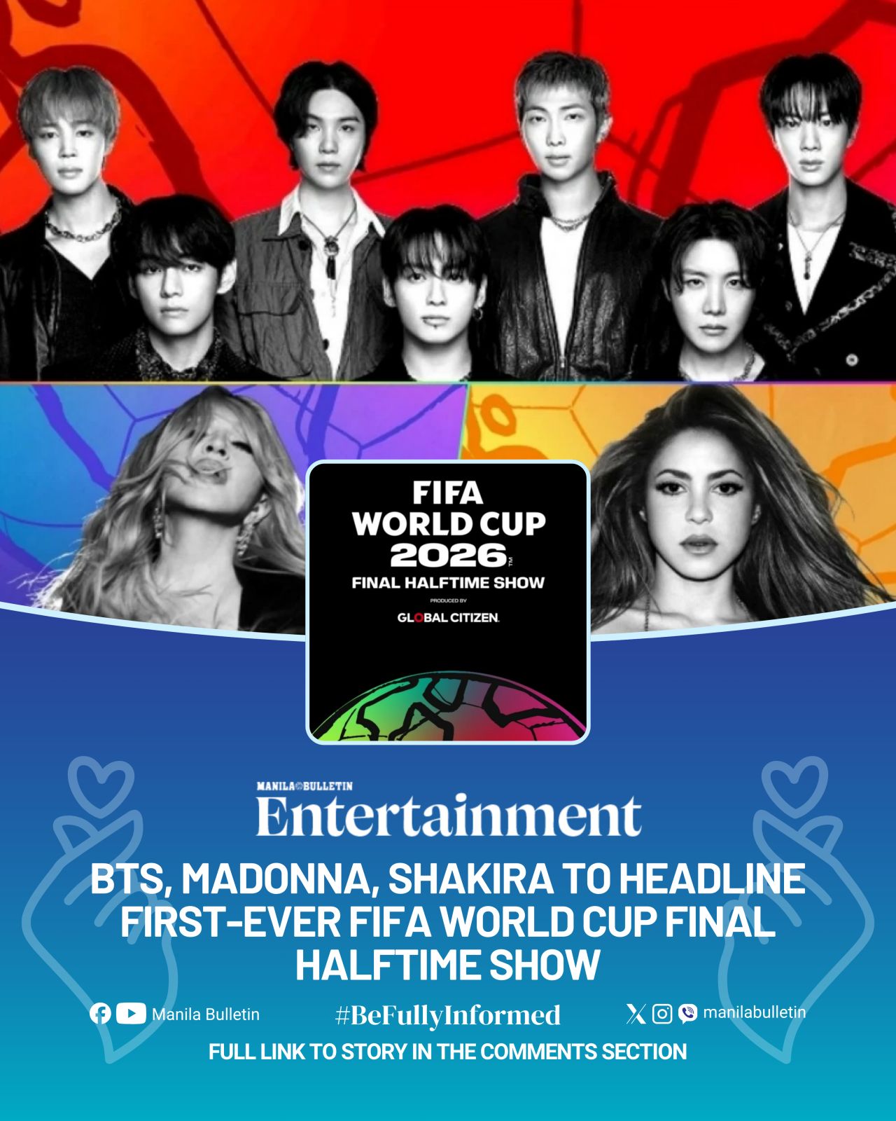 K-pop boy band BTS and global music superstars Madonna and Shakira