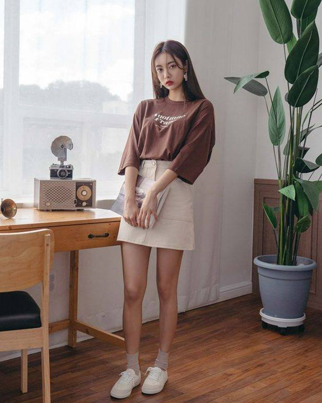 dress korea casual new 2019 Business Office Outfit Korean Fashion Women's Work Fashion Stunning Korean Girl Outfit Ideas Loose Shirts And Mini Skirt The Latest Trend For Girls Is Loose Shirts And Mini Some Girls Here's how to hide Frock dress breastfeeding Color:Dusty-Rose
