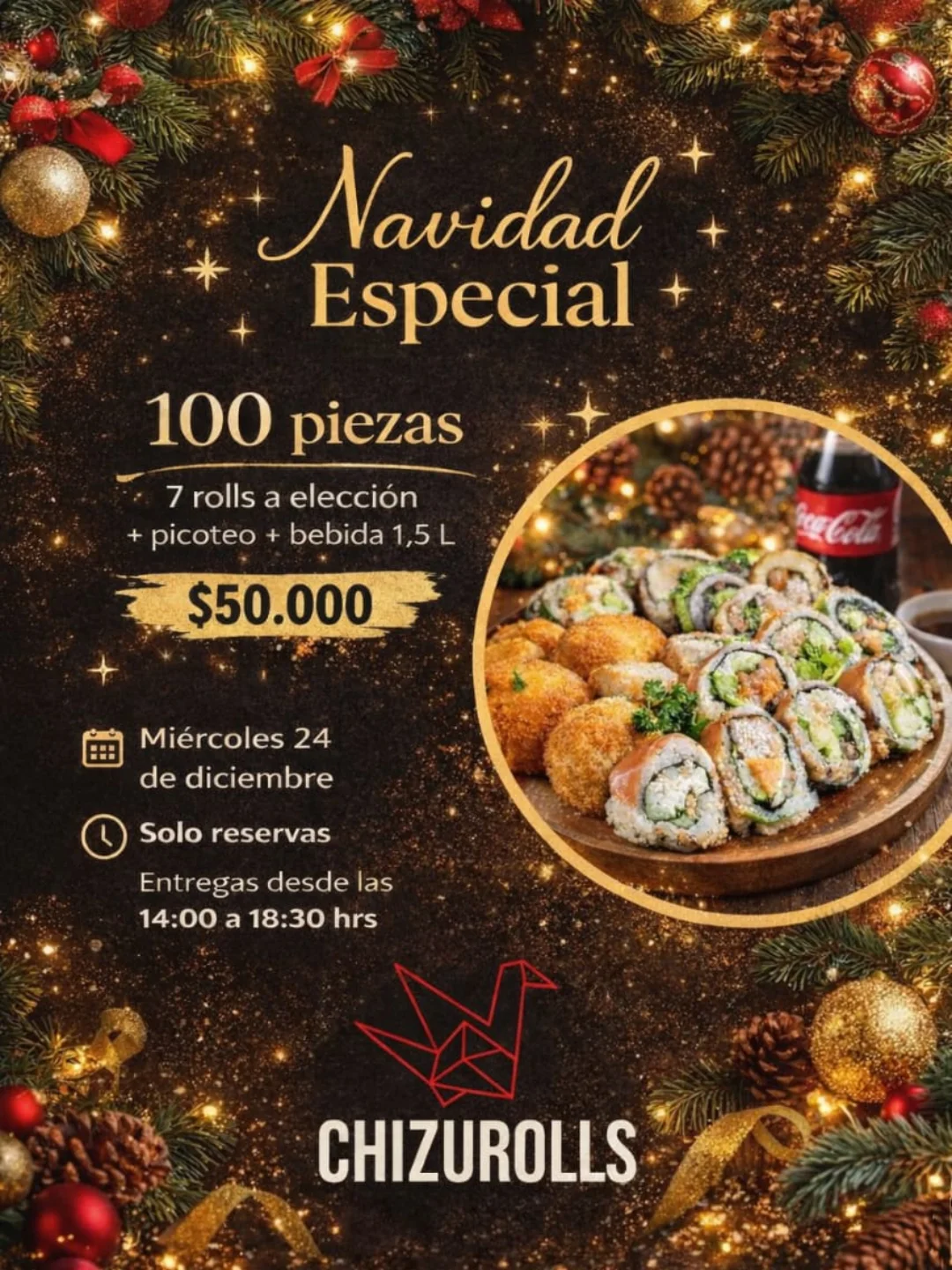 Chizu - ESPECIAL DE NAVIDAD TABLA PICOTEO + bebida 1,5 L - Arma 7 rolls ...