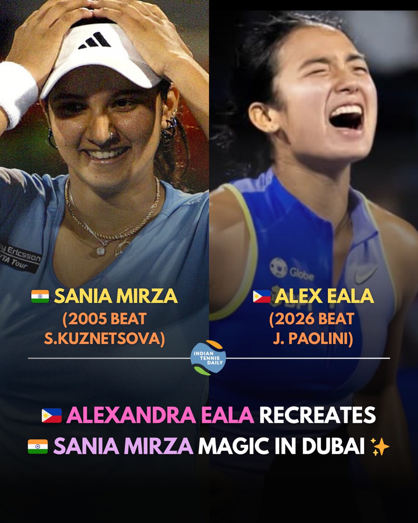 2005: 18-year-old ?? Sania Mirza beats reigning US Open champ 