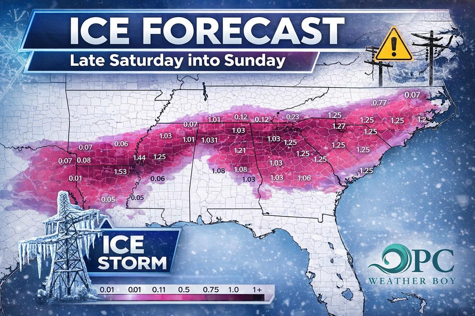 PC Weather Boy - 🚨 ICE ALERT FOR THE SOUTHEAST 🚨 A... | Facebook