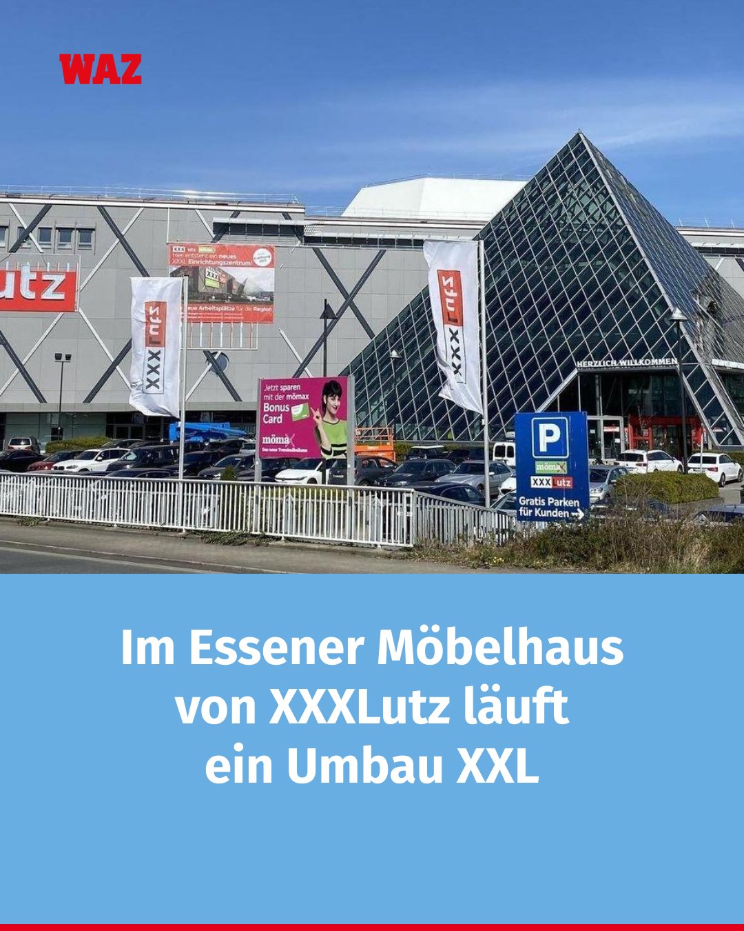 Das Haus (früher Möbel Kröger) wird bei laufendem Betrieb komplett neu gestaltet. 👉 https://www.waz.de/lokales/essen/article408692704/im-essener- moebelhaus-von-xxxlutz-laeuft-ein-xxl-umbau.html?utm_me