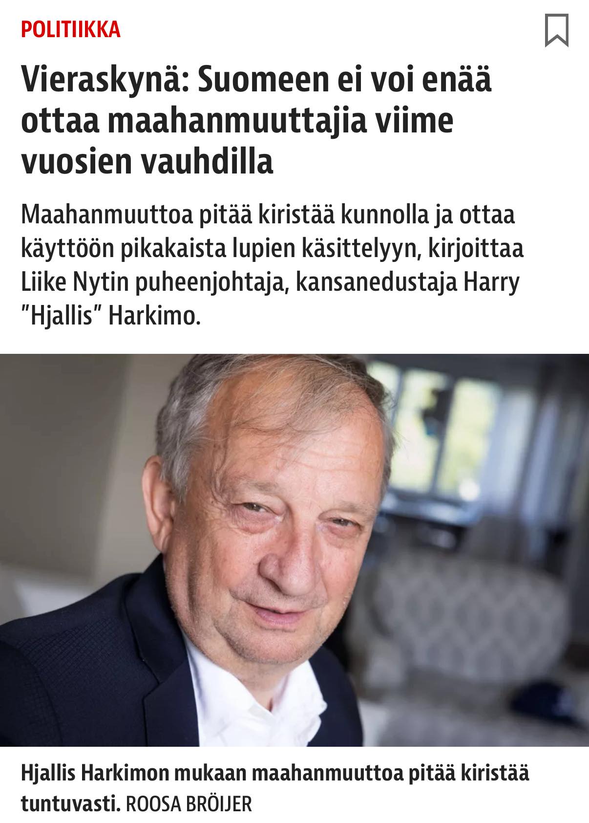 Hjallis - ”Suomeen ei voi enää ottaa maahanmuuttajia viime... | Facebook