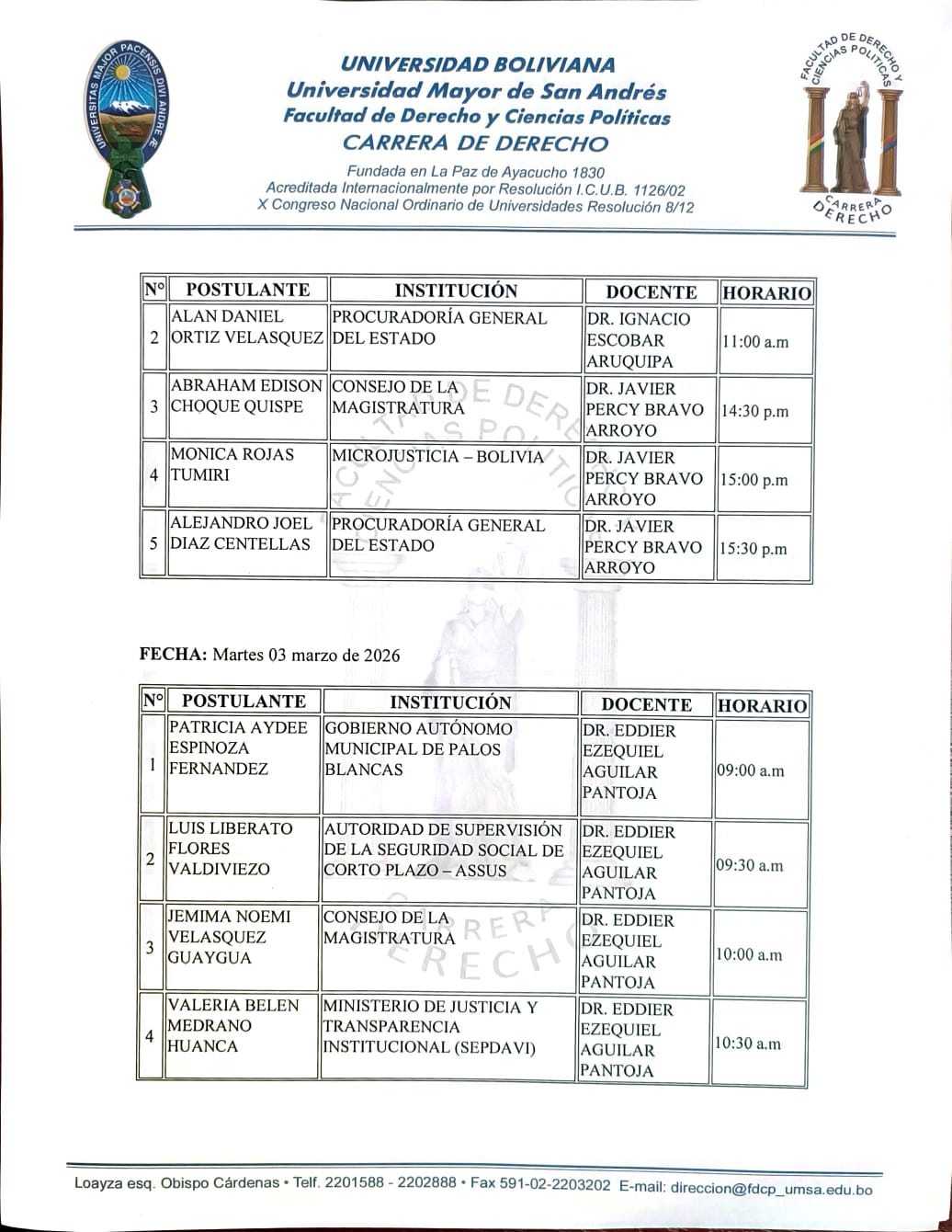 Carrera de Derecho - UMSA oficial 4.0 | La Paz