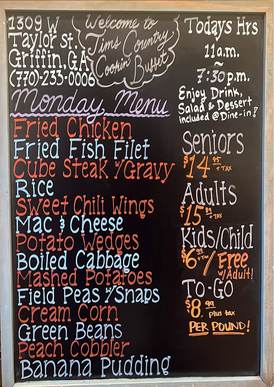 Tim's - 📣🐔 Here’s our Monday Menu! Fried Chicken Fried Fish Filet Cubed ...