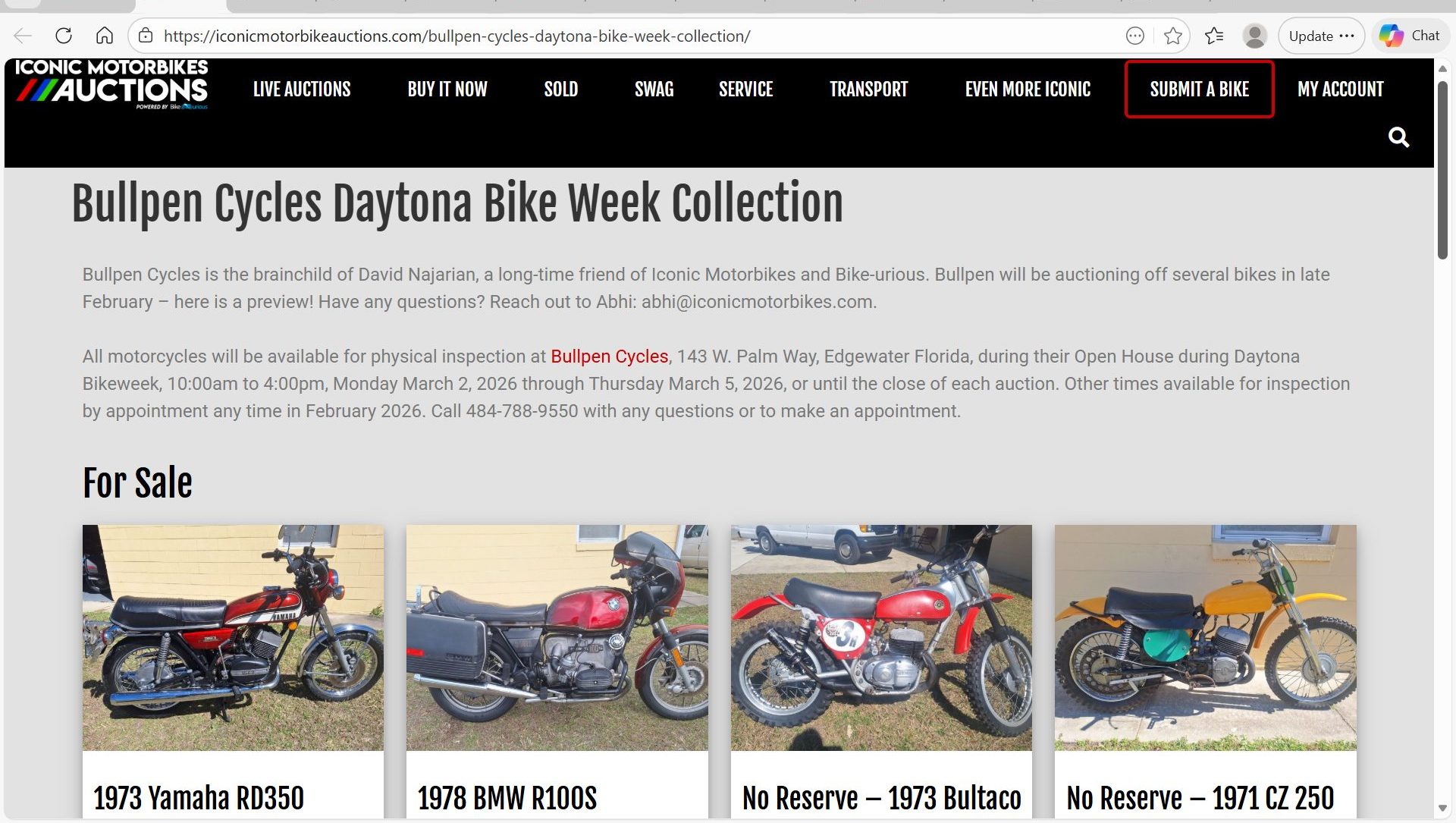 Daytona Bikeweek Vintage Motorcycle Online Auction - full catalog