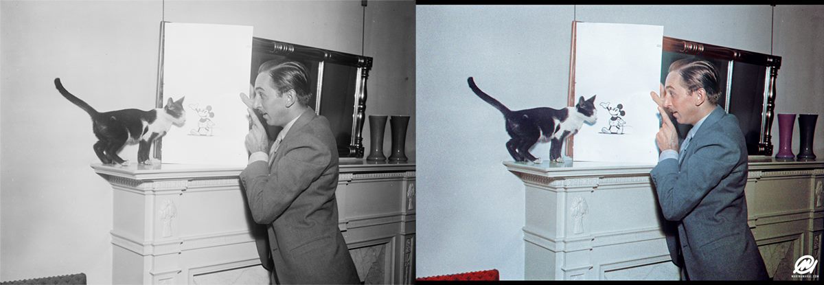 Marina Amaral - Photo Colorization - Walt Disney with Mickey Mouse ...