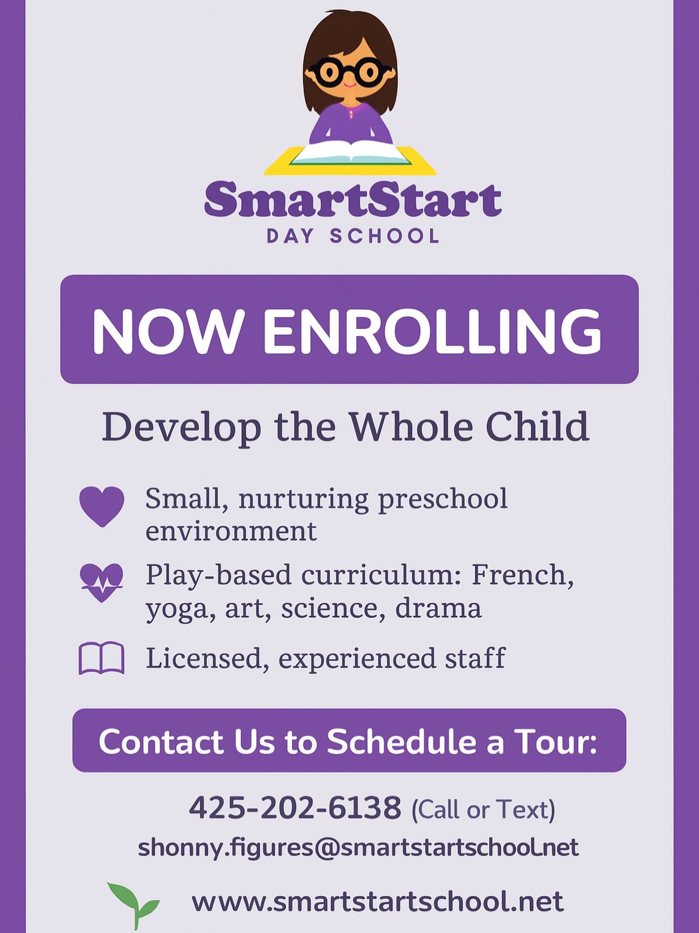Now enrolling ages 2.5-6. Please contact Shonny Figures at Shonny