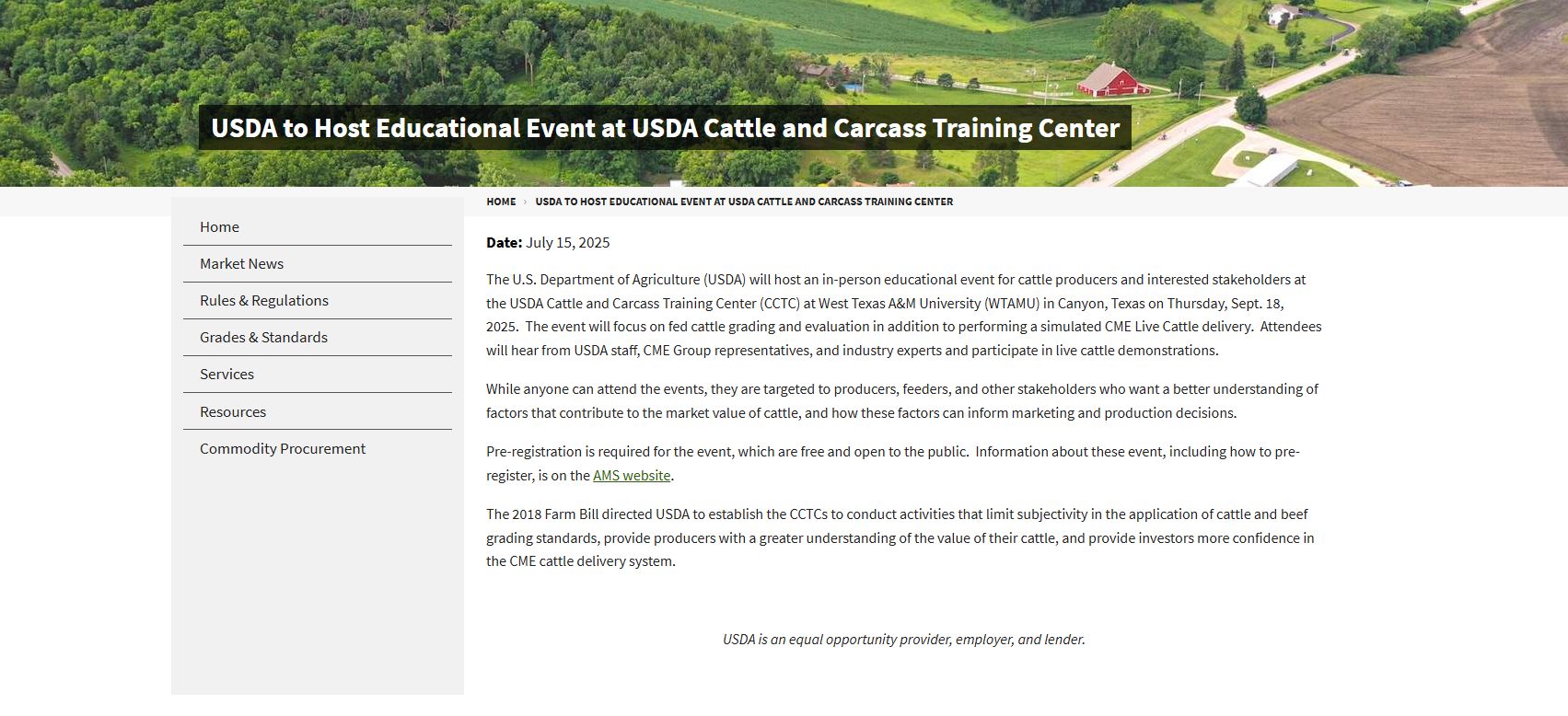 New - USDA to Host Educational Event at USDA Cattle and Carcass ...