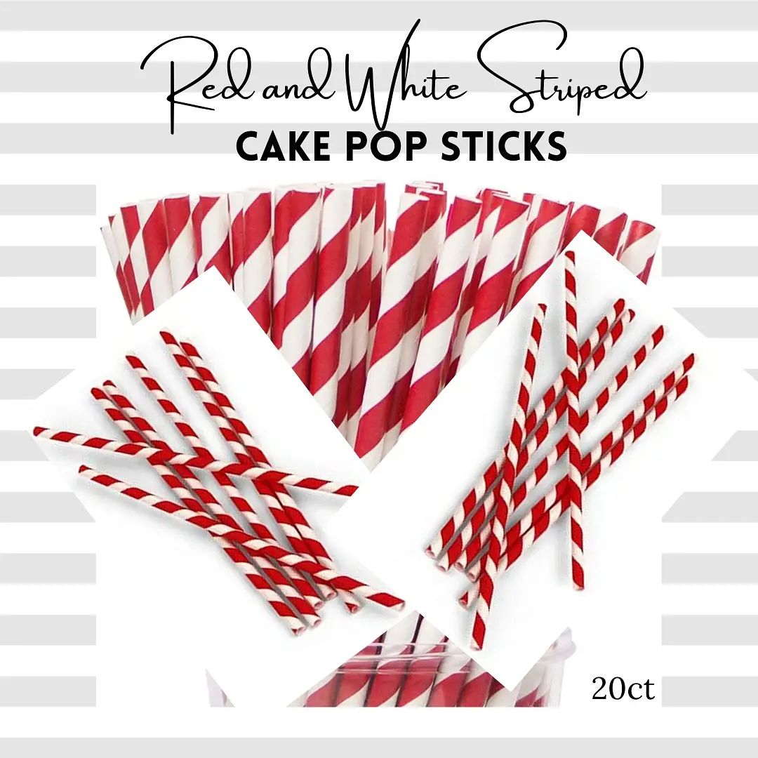 Available in store Red and White Striped Cake Pop Sticks 20ct DM for more information What's app for more information 378 6041 Inbox for more details Welcome walk ins Delivery available Call us
