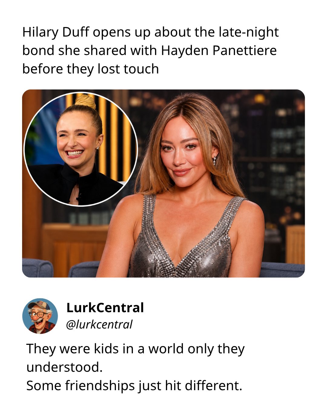 LurkCentral Hilary Duff remembered Hayden Panettiere in a deeply  