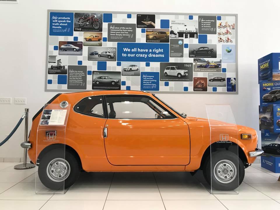 1972 Honda Z coupe powered by a 600cc Honda engine. Here on the