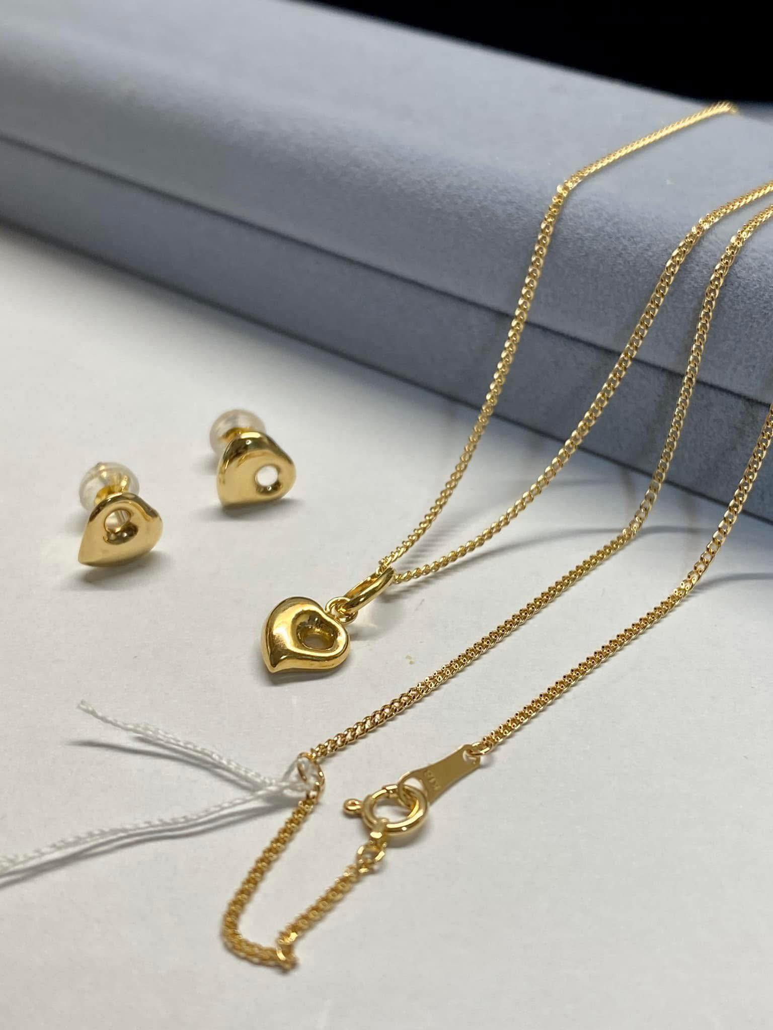 MS - K18 45cm Necklace and Earrings Mini Monaca 7mm 45cm Chain 