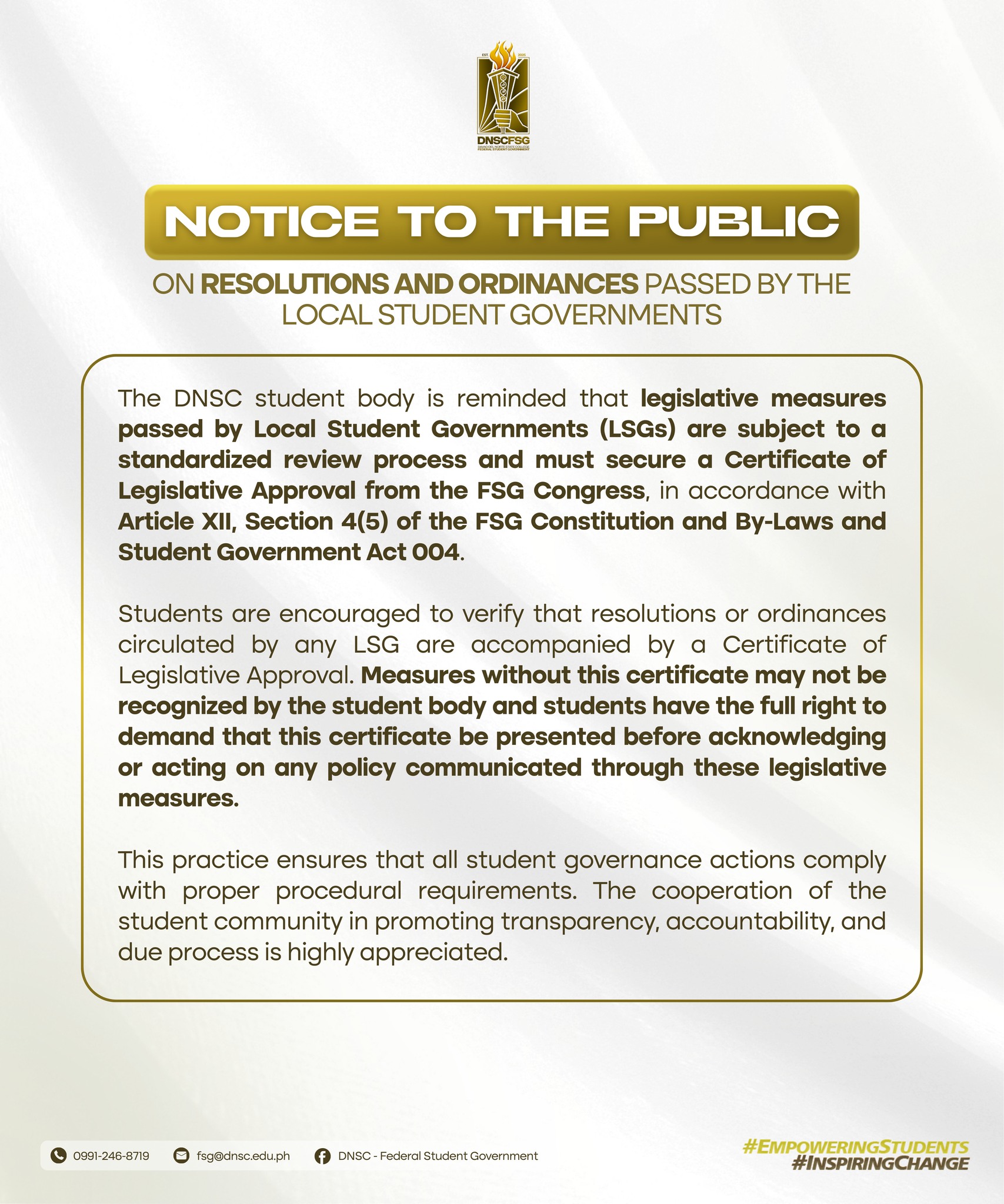 𝗡𝗢𝗧𝗜𝗖𝗘 𝗧𝗢 𝗧𝗛𝗘 𝗣𝗨𝗕𝗟𝗜𝗖 |... - DNSC - Federal Student Government | Facebook