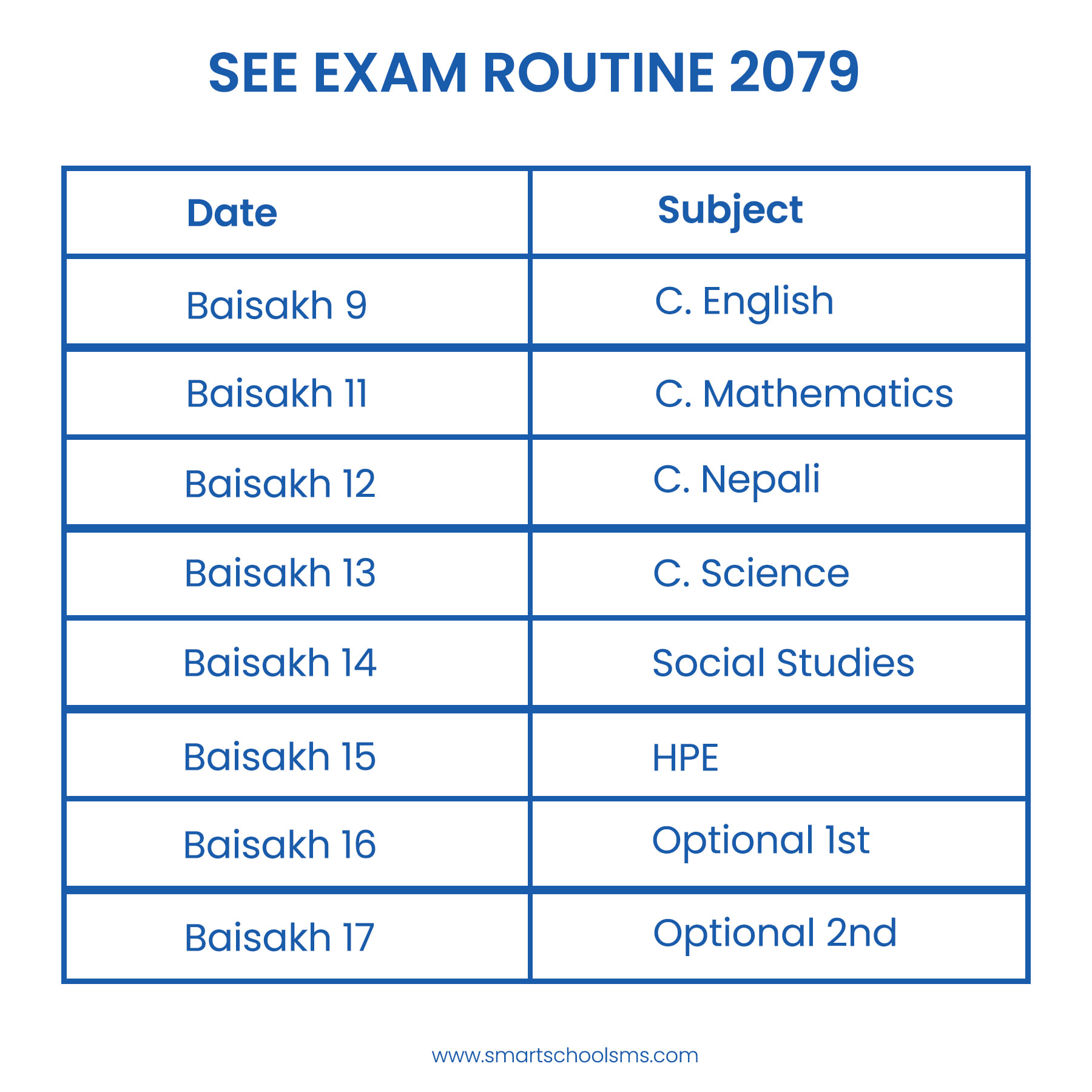 Smart School - See exam routine 2079 #see #exam #smartschool