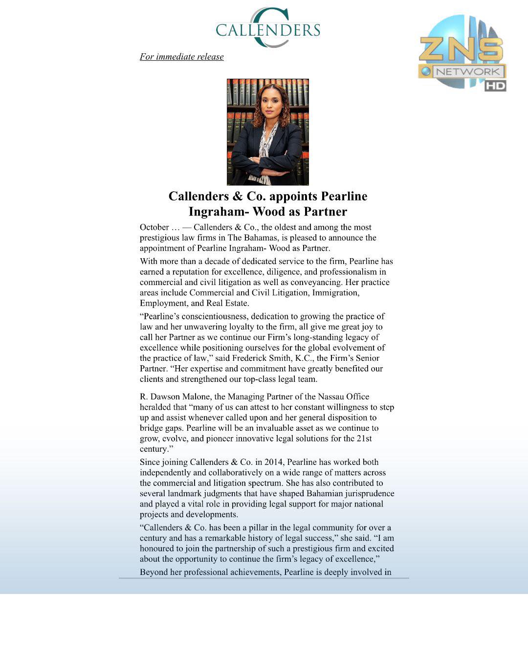 CALLENDERS & CO. ELEVATES PEARLINE... - ZNS Northern Service | Facebook