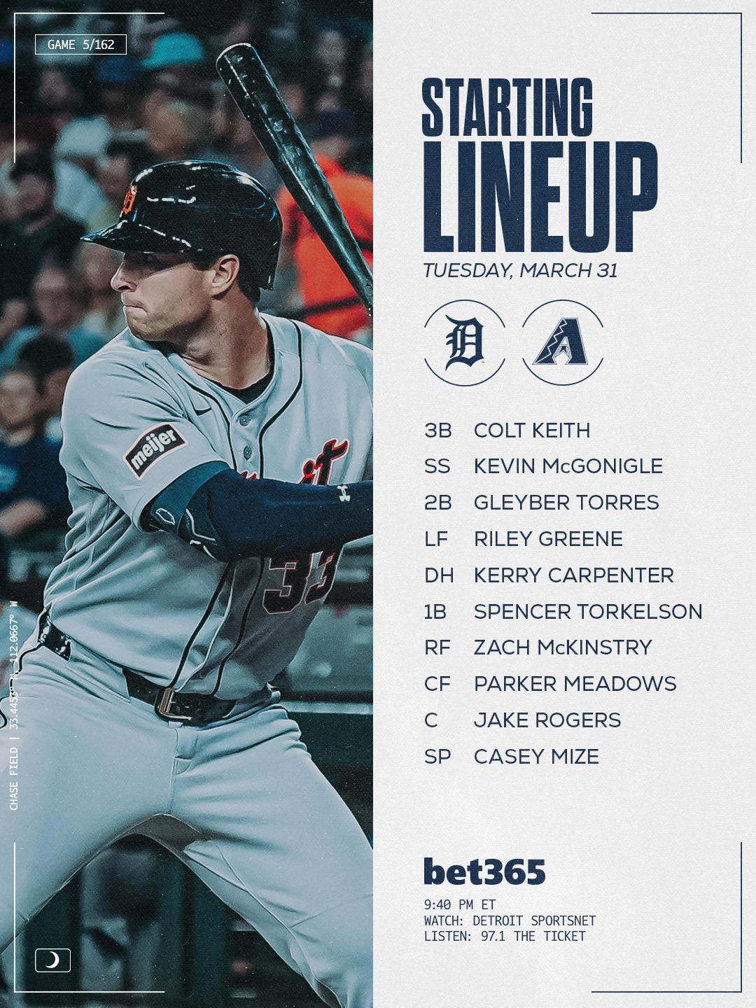 Detroit - who's staying up? ⚾️ 9:40 PM ET 📺 Detroit SportsNet