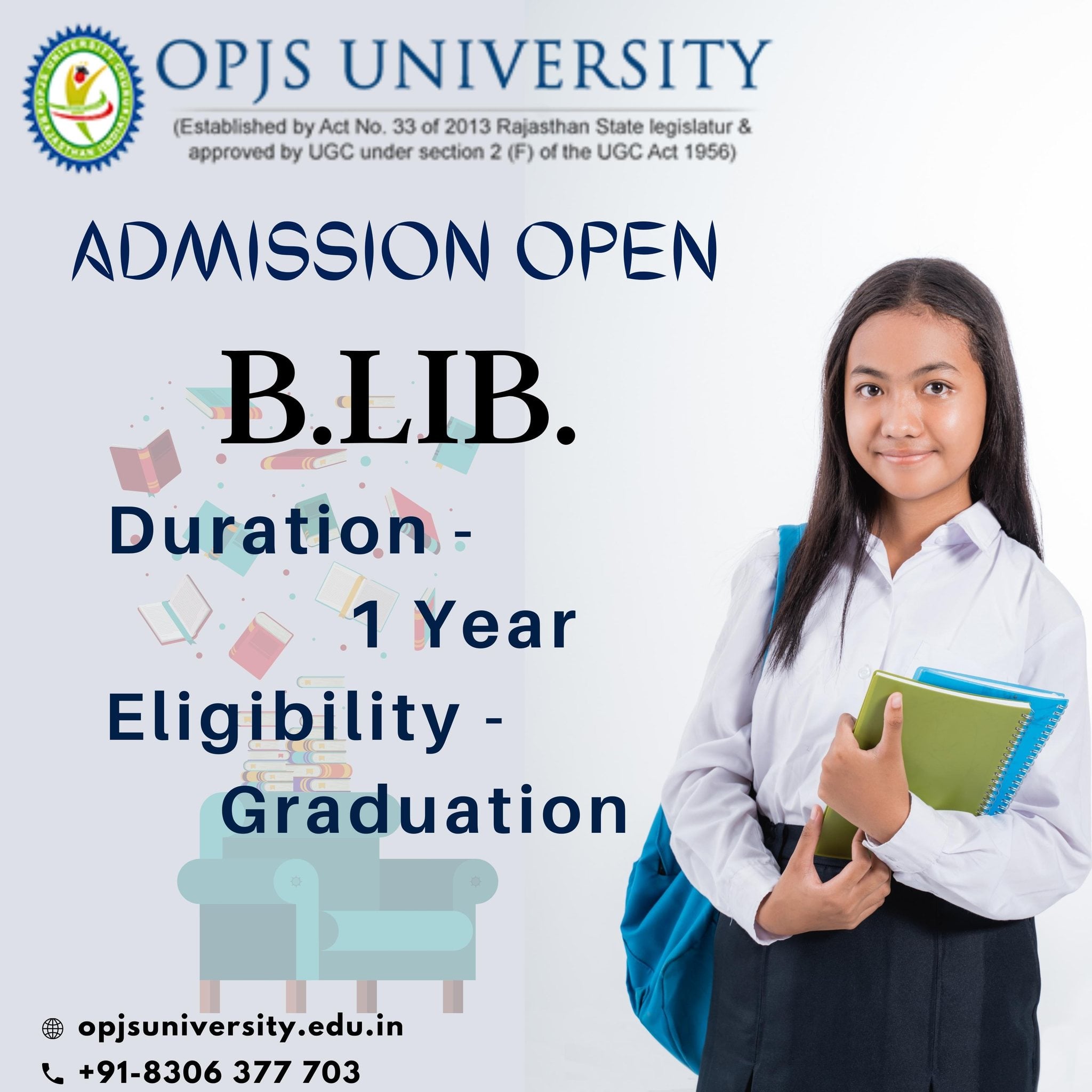 OPJS University - Admissions open for B.lib after...