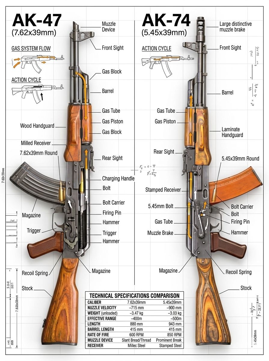 Three different products from the 3 Soviet AK factories in 1986
