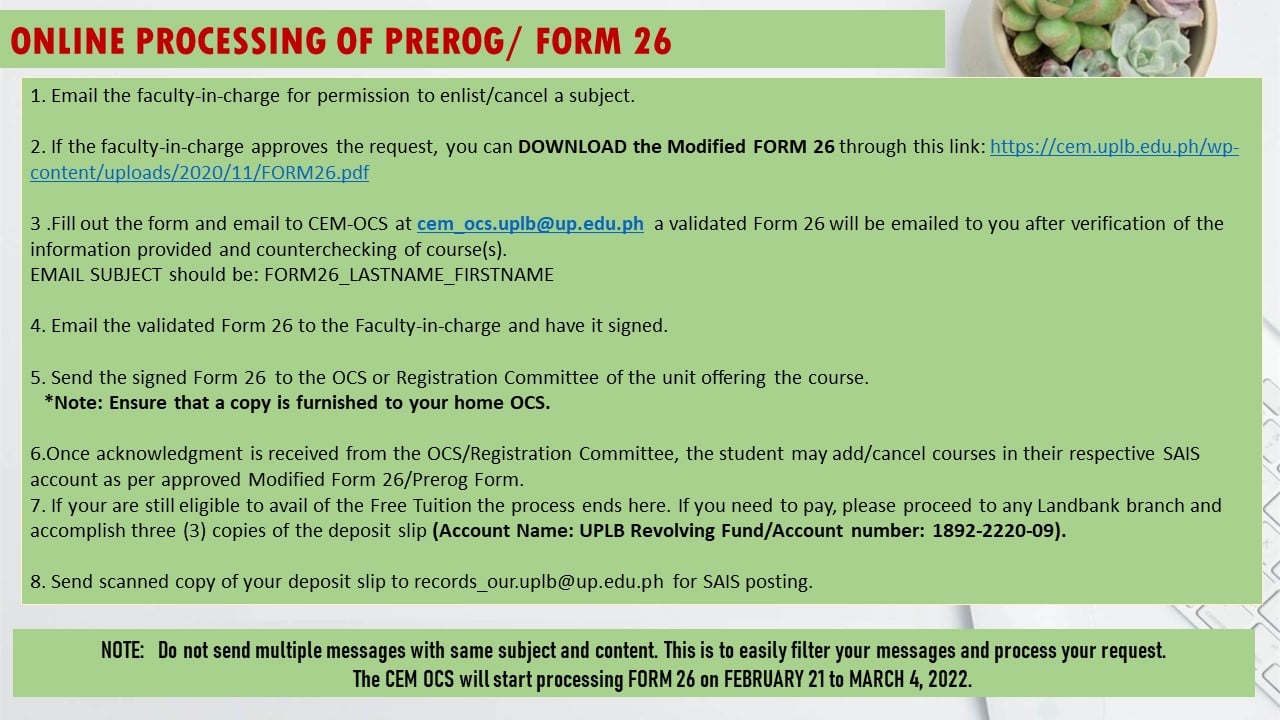 ONLINE PROCESSING OF... - UPLB CEM Secretary's Office